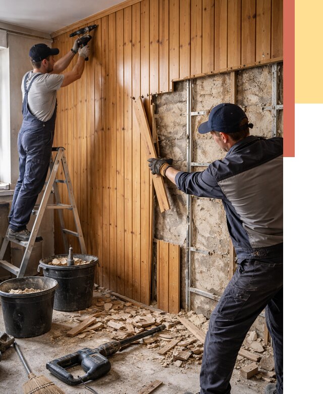 Демонтаж вагонки со стен в Стерлитамаке от 1493 руб. — снятие, удаление, срочно | ОТДЕЛОЧНИК-Стм