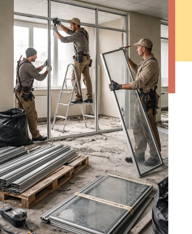 Демонтаж алюминиевых перегородок в Стерлитамаке от 4326 руб. — быстро и недорого | ОТДЕЛОЧНИК-Стм