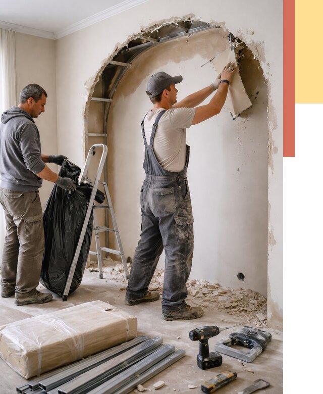 Демонтаж арки из гипсокартона в Стерлитамаке от 3605 руб. — услуги под ключ | ОТДЕЛОЧНИК-Стм