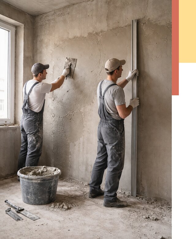 Штукатурка бетонных стен в Стерлитамаке от 4635 руб/м² — качественно и быстро | ОТДЕЛОЧНИК-Стм