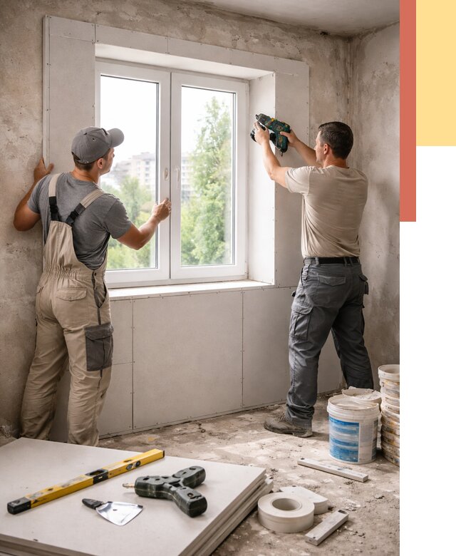 Монтаж откосов из гипсокартона в Стерлитамаке от 4635 руб. под ключ | ОТДЕЛОЧНИК-Стм