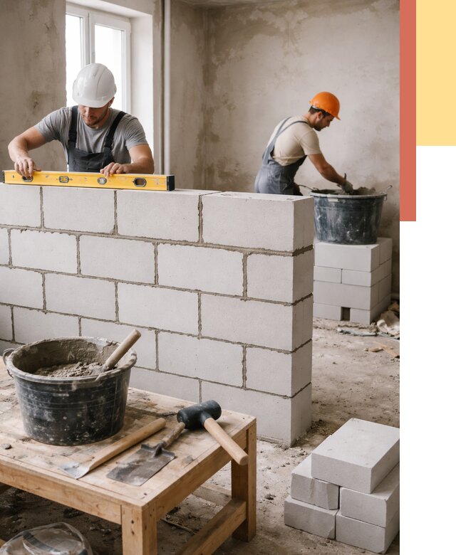 Кладка перегородок из газобетона в Стерлитамаке от 3296 руб. под ключ | ОТДЕЛОЧНИК-Стм