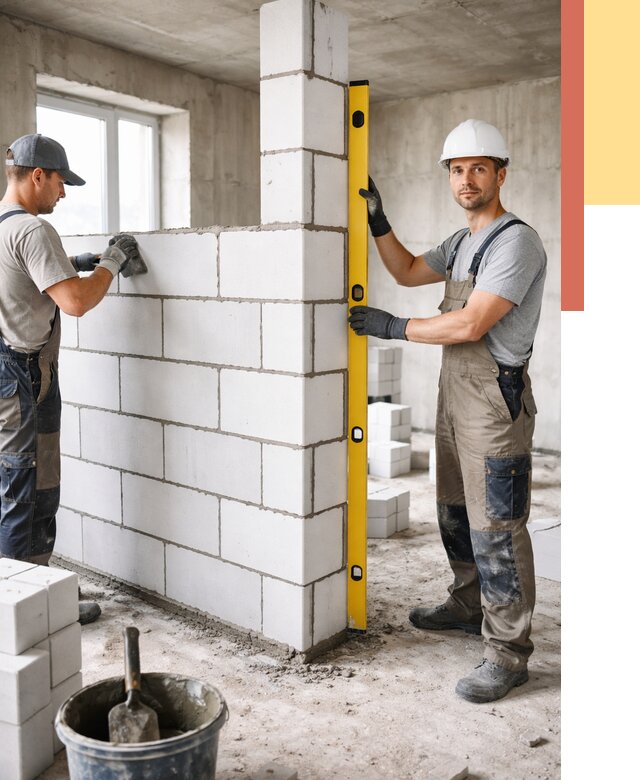 Кладка перегородок из пеноблока в Стерлитамаке от 1854 руб. под ключ | ОТДЕЛОЧНИК-Стм