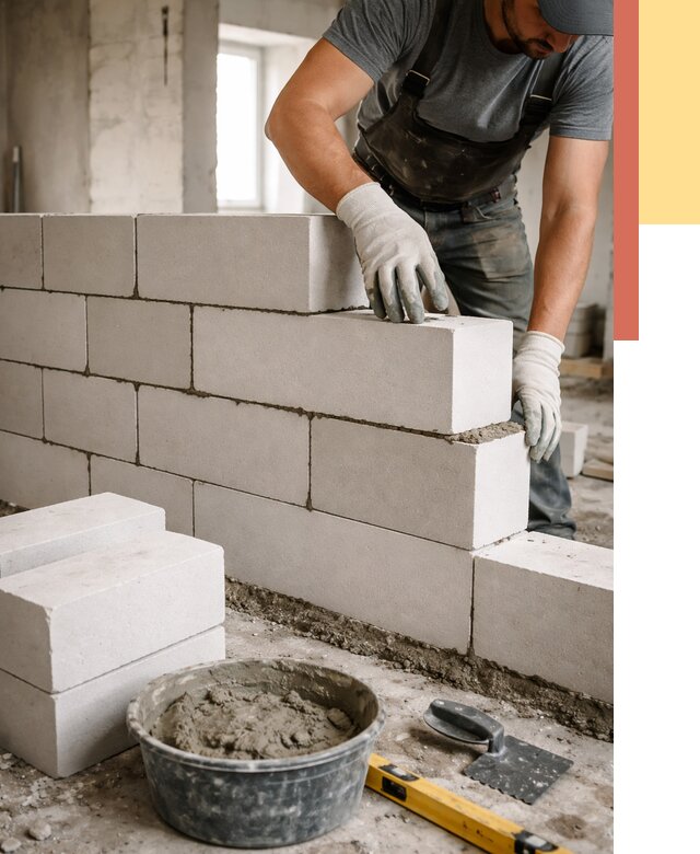 Кладка перегородок из силикатного блока в Стерлитамаке от 4120 руб. под ключ | ОТДЕЛОЧНИК-Стм