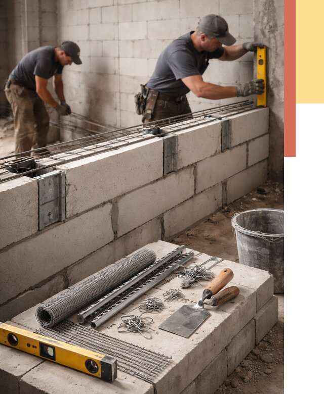 Армирование кладки перегородок в Стерлитамаке от 772 руб. под ключ | ОТДЕЛОЧНИК-Стм