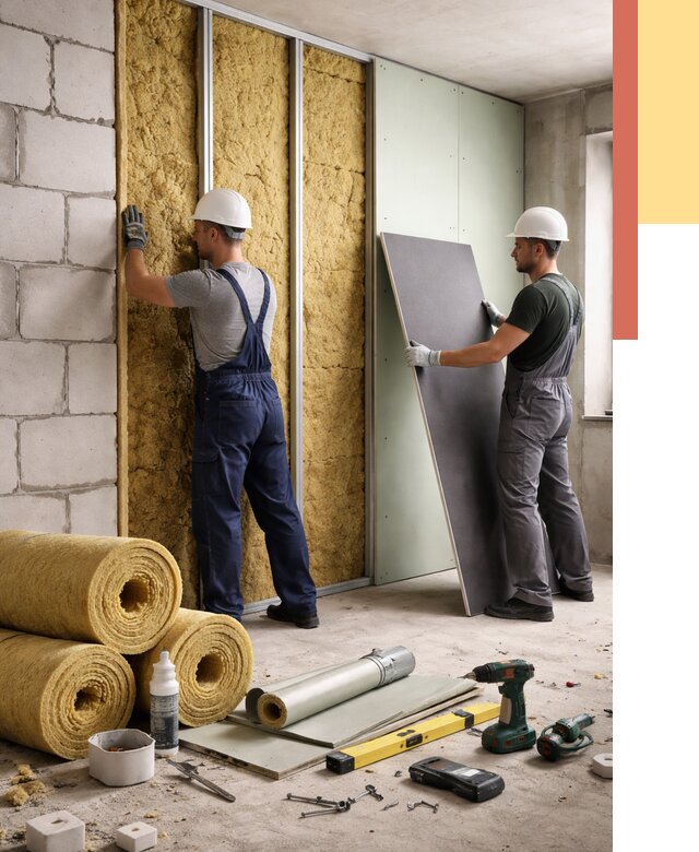 Шумоизоляция перегородок из блоков в Стерлитамаке от 1905 руб./м² — быстро и недорого | ОТДЕЛОЧНИК-Стм