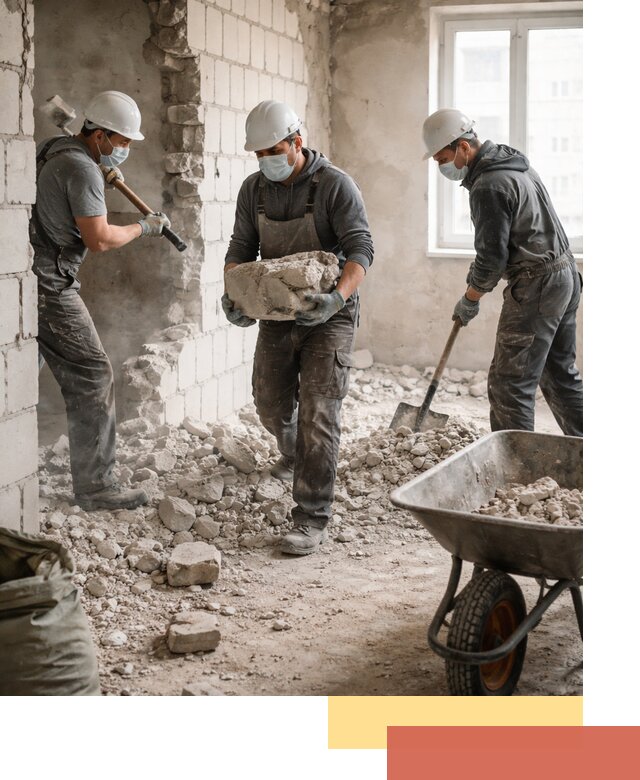 Демонтаж блочных перегородок в Стерлитамаке быстро и аккуратно