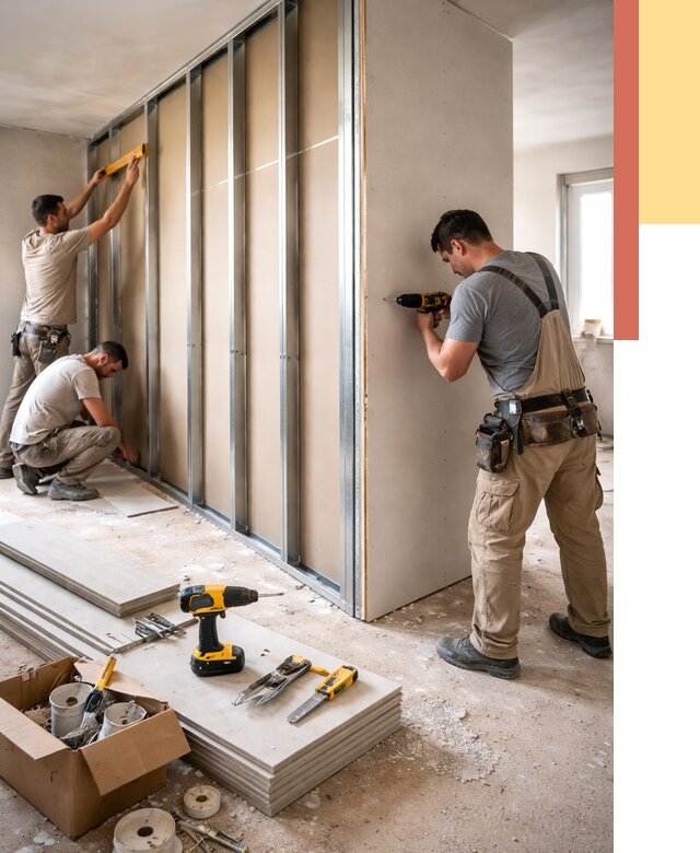 Монтаж однослойной перегородки из гипсокартона в Стерлитамаке от 669 руб. | ОТДЕЛОЧНИК-Стм