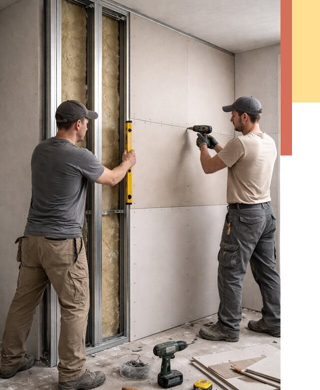 Монтаж двухслойной перегородки из гипсокартона в Стерлитамаке от 1493 руб. | ОТДЕЛОЧНИК-Стм