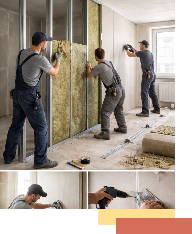 Перегородка из гипсокартона с шумоизоляцией в Стерлитамаке — монтаж под ключ