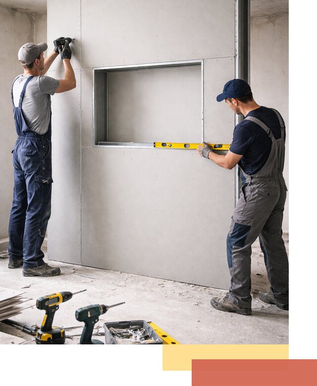 Перегородка из гипсокартона с нишей под декор в Стерлитамаке