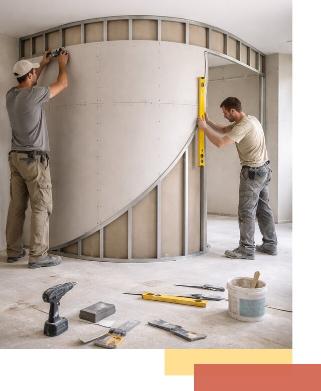 Радиусная перегородка из гипсокартона в Стерлитамаке под ключ