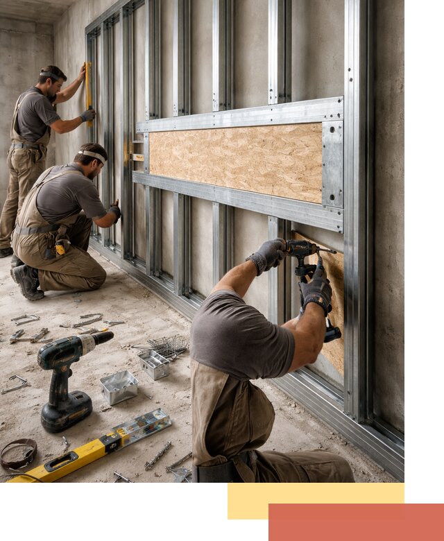 Усиленная перегородка для крепления тяжёлых конструкций в Стерлитамаке