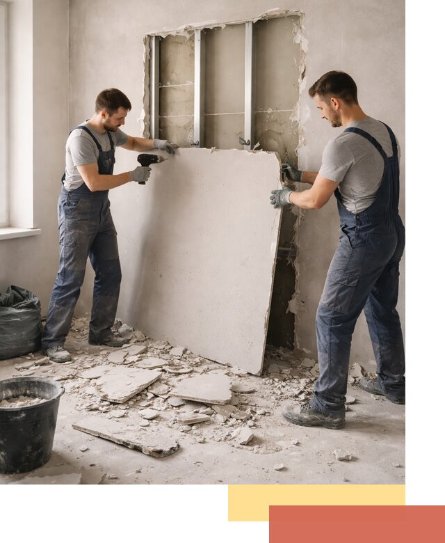 Демонтаж перегородки из гипсокартона в Стерлитамаке быстрый и аккуратный