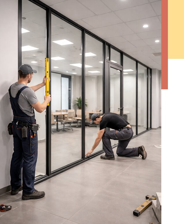 Каркасные стеклянные перегородки в Стерлитамаке под ключ от 9475 руб. | ОТДЕЛОЧНИК-Стм