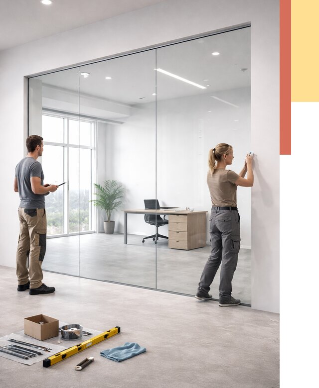 Перегородки из закаленного стекла в Стерлитамаке от 9784 руб. под ключ | ОТДЕЛОЧНИК-Стм