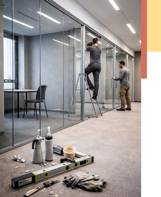 Стеклянные офисные перегородки в Стерлитамаке от 8754 руб. — монтаж и установка | ОТДЕЛОЧНИК-Стм