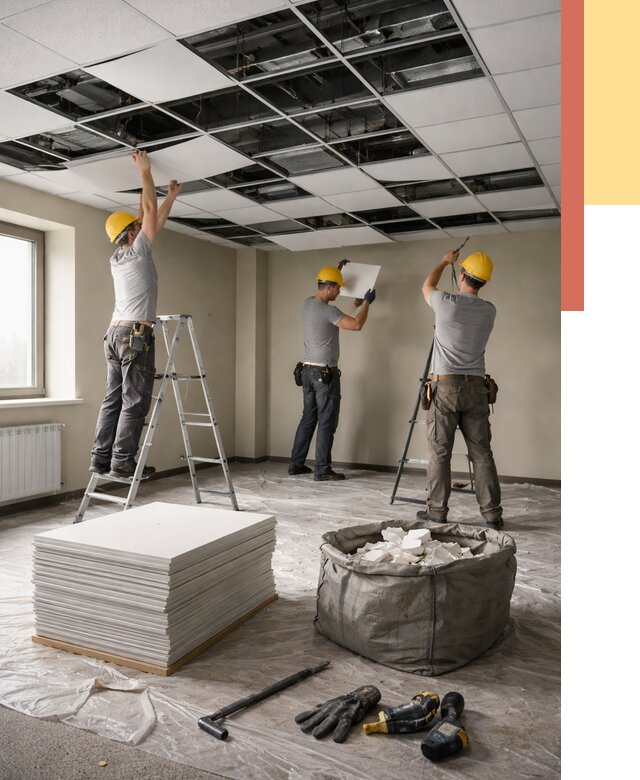 Демонтаж потолка Армстронг в Стерлитамаке от 4635 руб. быстро и недорого | ОТДЕЛОЧНИК-Стм