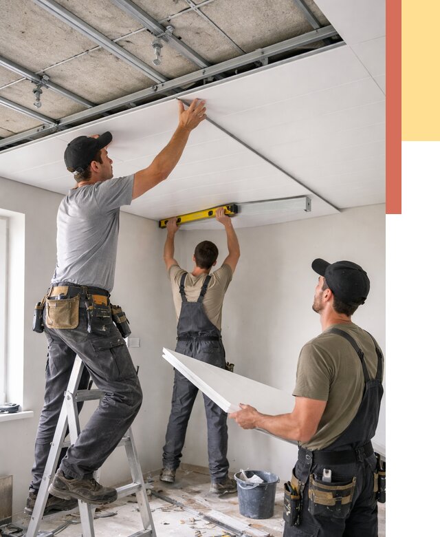 Монтаж потолка из ПВХ панелей в Стерлитамаке от 3605 руб./м2 — быстро и недорого | ОТДЕЛОЧНИК-Стм