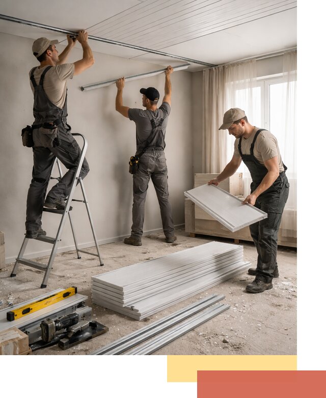 Монтаж потолка из ПВХ панелей в Стерлитамаке оперативно и качественно