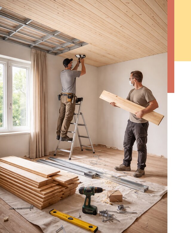 Монтаж потолка из вагонки в Стерлитамаке от 6694 руб. | Быстро и недорого — ОТДЕЛОЧНИК-Стм