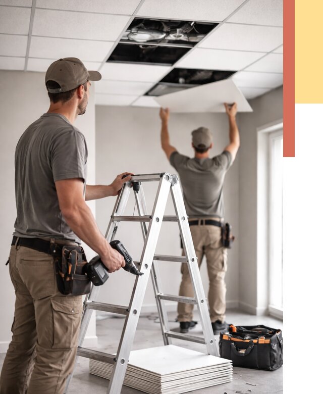 Обслуживание подвесного потолка в Стерлитамаке от 3605 руб. — быстро и недорого | ОТДЕЛОЧНИК-Стм