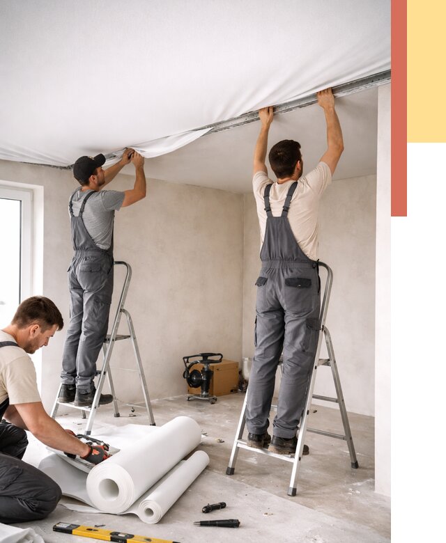 Монтаж тканевого натяжного потолка в Стерлитамаке от 3605 руб. под ключ | ОТДЕЛОЧНИК-Стм