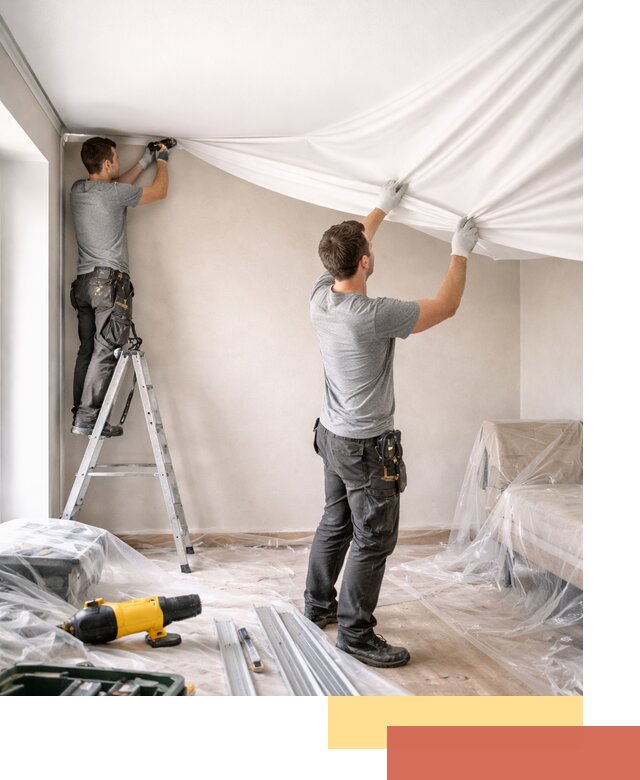 Монтаж тканевого натяжного потолка в Стерлитамаке недорого и быстро