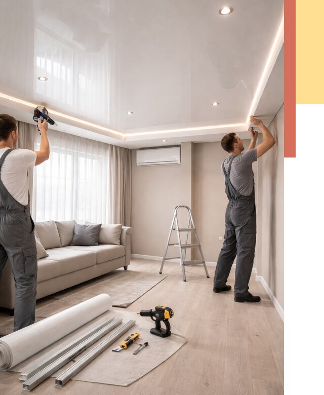 Монтаж глянцевого натяжного потолка в Стерлитамаке от 772 руб. под ключ | ОТДЕЛОЧНИК-Стм