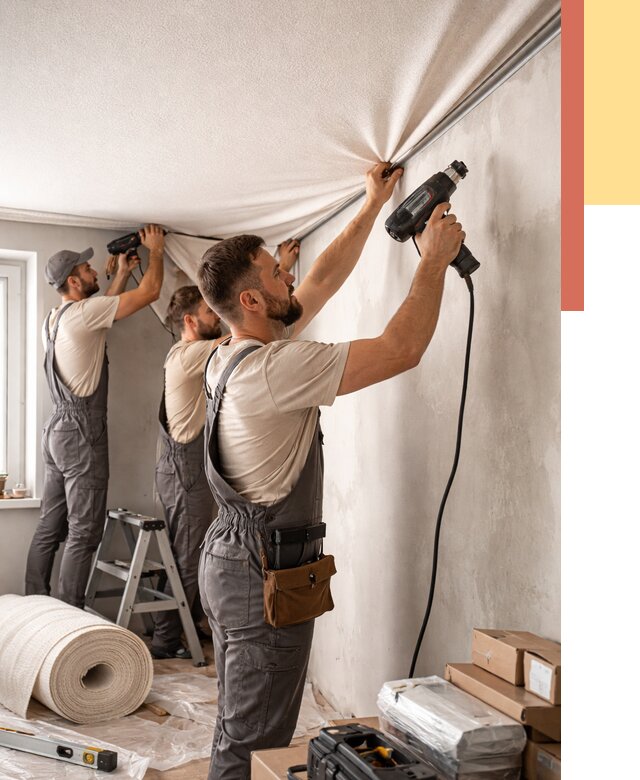 Монтаж фактурного натяжного потолка в Стерлитамаке от 772 руб. — ОТДЕЛОЧНИК-Стм