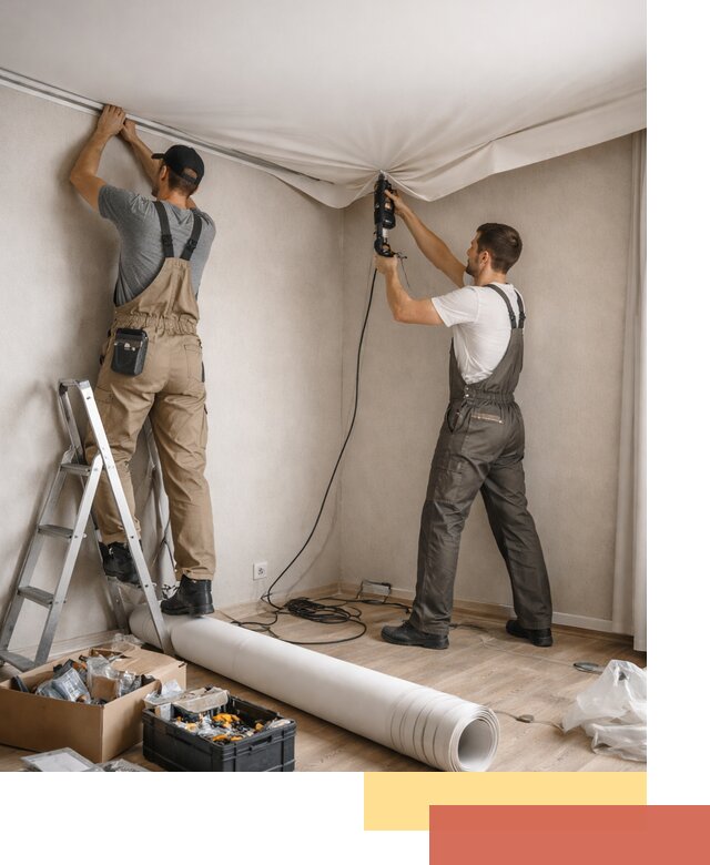 Монтаж цветного натяжного потолка в Стерлитамаке за один день