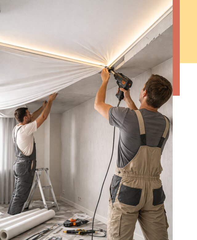 Монтаж натяжного потолка с подсветкой в Стерлитамаке от 978 руб. | ОТДЕЛОЧНИК-Стм