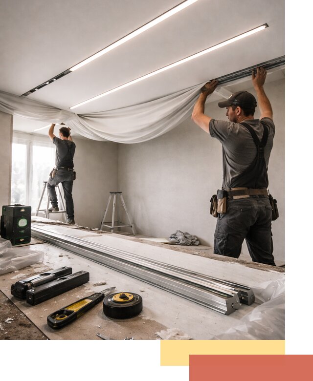 Монтаж натяжных потолков со световыми линиями в Стерлитамаке