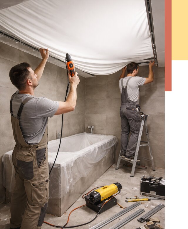 Монтаж натяжного потолка в ванной в Стерлитамаке от 1236 руб. под ключ | ОТДЕЛОЧНИК-Стм