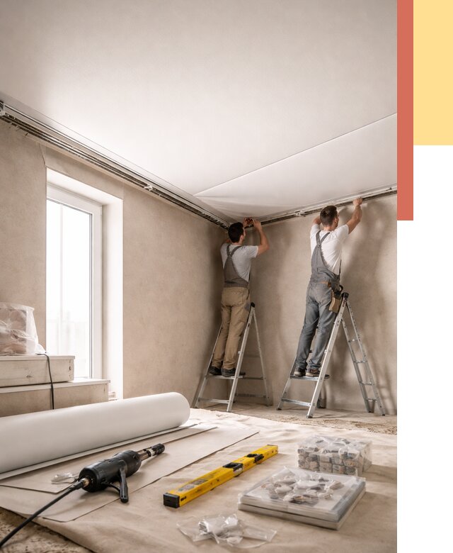 Монтаж натяжного потолка в спальне в Стерлитамаке от 3914 руб. под ключ | ОТДЕЛОЧНИК-Стм