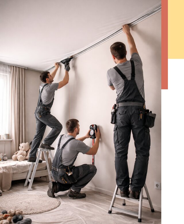 Монтаж натяжного потолка в детской в Стерлитамаке от 3605 руб. — быстро и недорого | ОТДЕЛОЧНИК-Стм