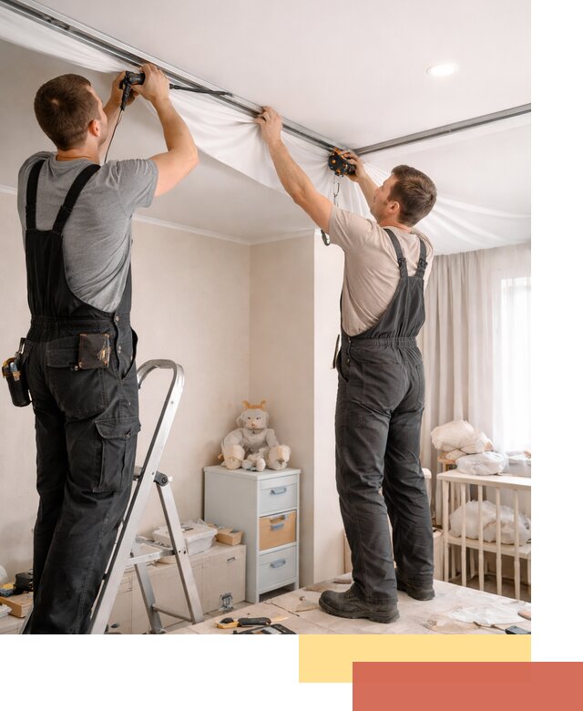 Монтаж натяжного потолка в детской комнате в Стерлитамаке