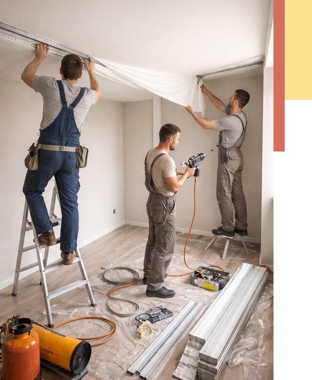 Монтаж натяжного потолка в студии в Стерлитамаке от 5664 руб. — быстро и недорого | ОТДЕЛОЧНИК-Стм