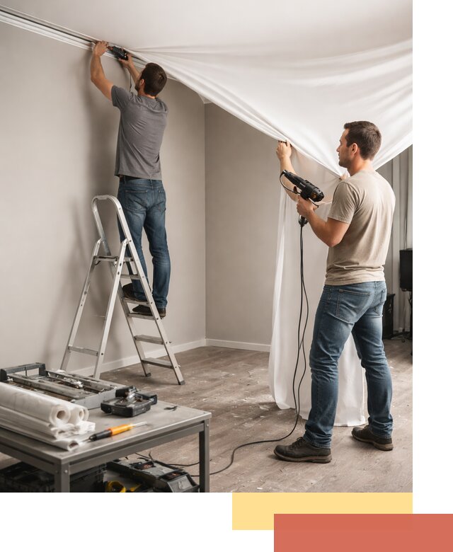 Монтаж натяжного потолка в студии в Стерлитамаке