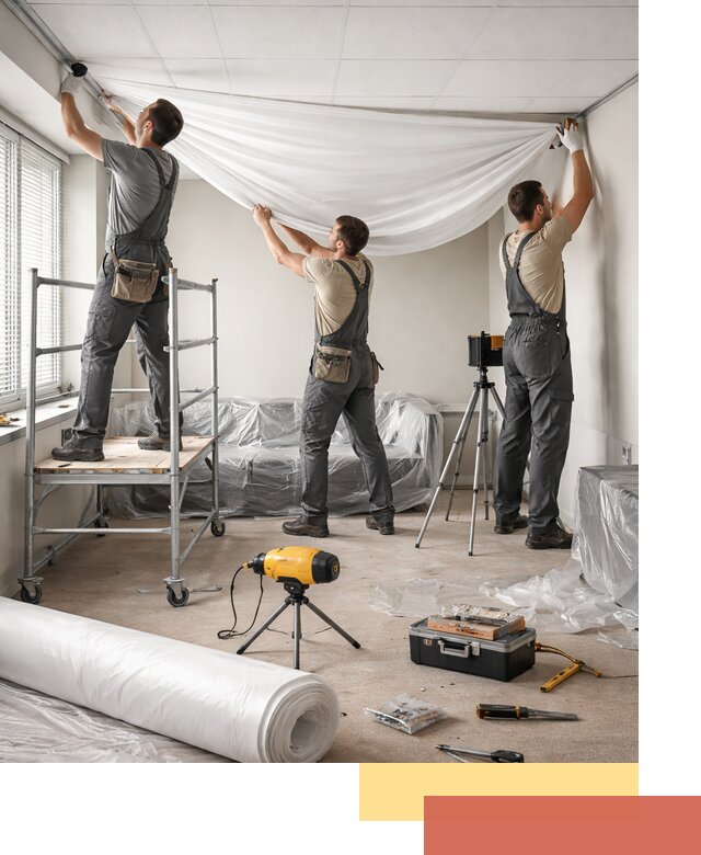 Монтаж натяжного потолка в офисе в Стерлитамаке