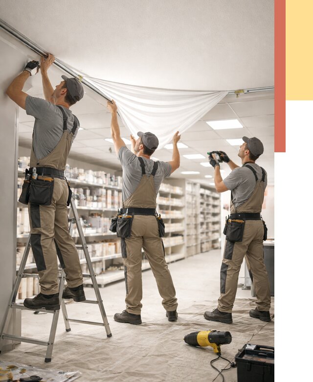 Монтаж натяжного потолка в магазине в Стерлитамаке от 4635 руб. быстро и недорого | ОТДЕЛОЧНИК-Стм