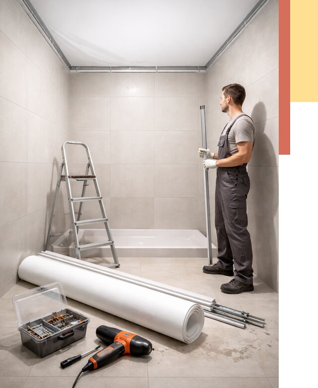 Монтаж натяжного потолка в санузле в Стерлитамаке от 1905 руб. — ОТДЕЛОЧНИК-Стм