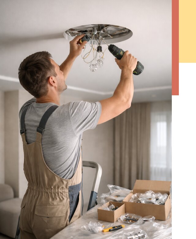 Установка люстры в натяжной потолок в Стерлитамаке от 1236 руб. | Быстро и недорого — ОТДЕЛОЧНИК-Стм