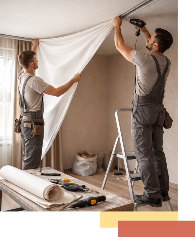 Замена полотна натяжного потолка в Стерлитамаке быстро и качественно