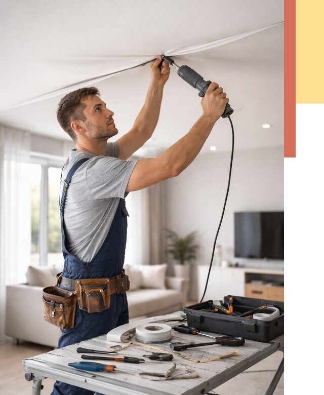 Ремонт натяжных потолков в Стерлитамаке от 9784 руб. под ключ — ОТДЕЛОЧНИК-Стм