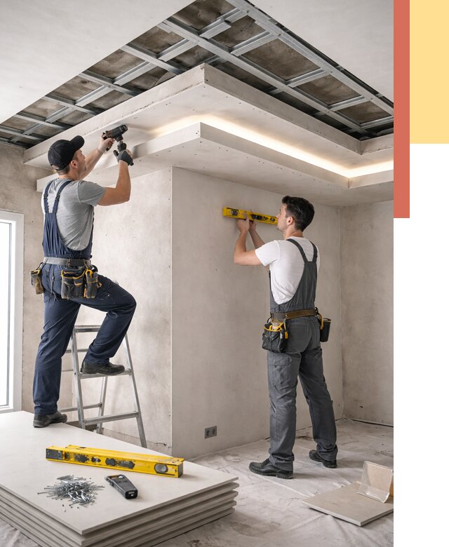 Двухуровневый потолок из гипсокартона в Стерлитамаке от 1493 руб. под ключ | ОТДЕЛОЧНИК-Стм