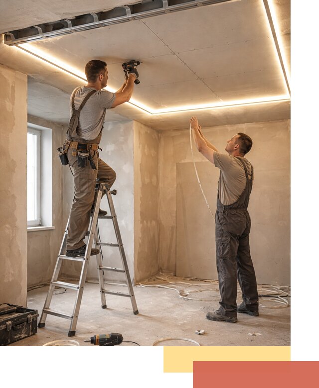 Потолок из гипсокартона с подсветкой в Стерлитамаке