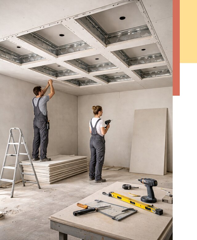 Кессонный потолок из гипсокартона в Стерлитамаке от 1905 руб. — монтаж и под ключ | ОТДЕЛОЧНИК-Стм