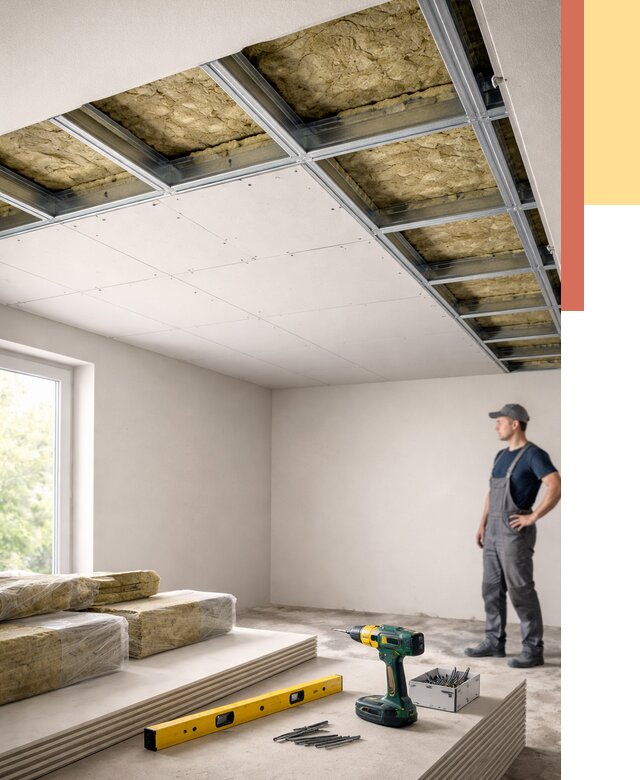 Звукоизоляция потолка ГКЛ в Стерлитамаке от 978 руб. — монтаж под ключ | ОТДЕЛОЧНИК-Стм